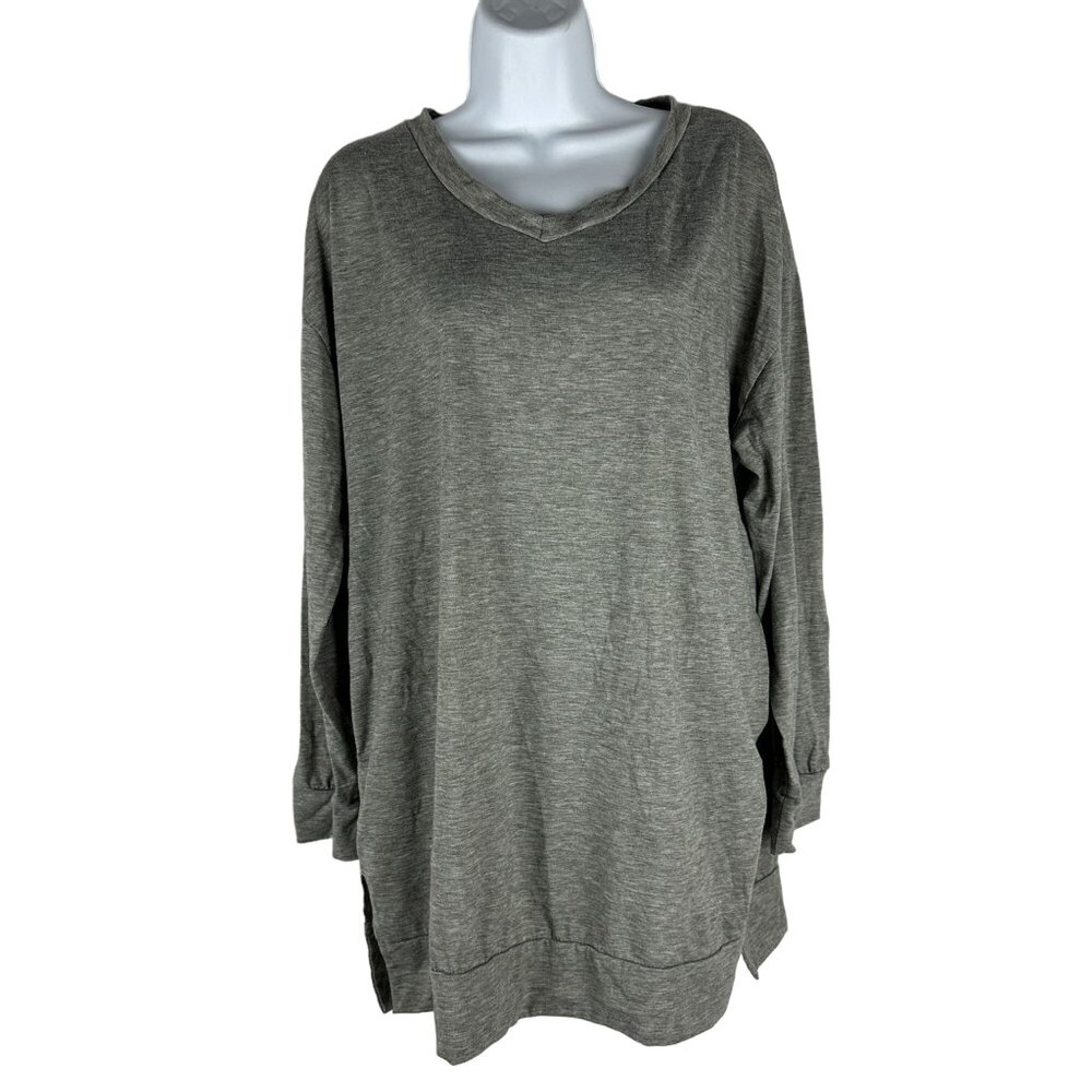 Loose Fit GDKEY Womens Heather Gray Long Sleeve Tunic Sweater Size M